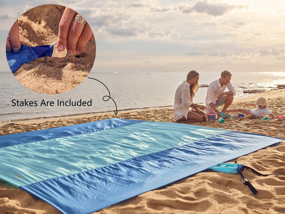 Beach Blanket Sandproof Waterproof, Extra Large Beach Mat, Oversized & Compact S