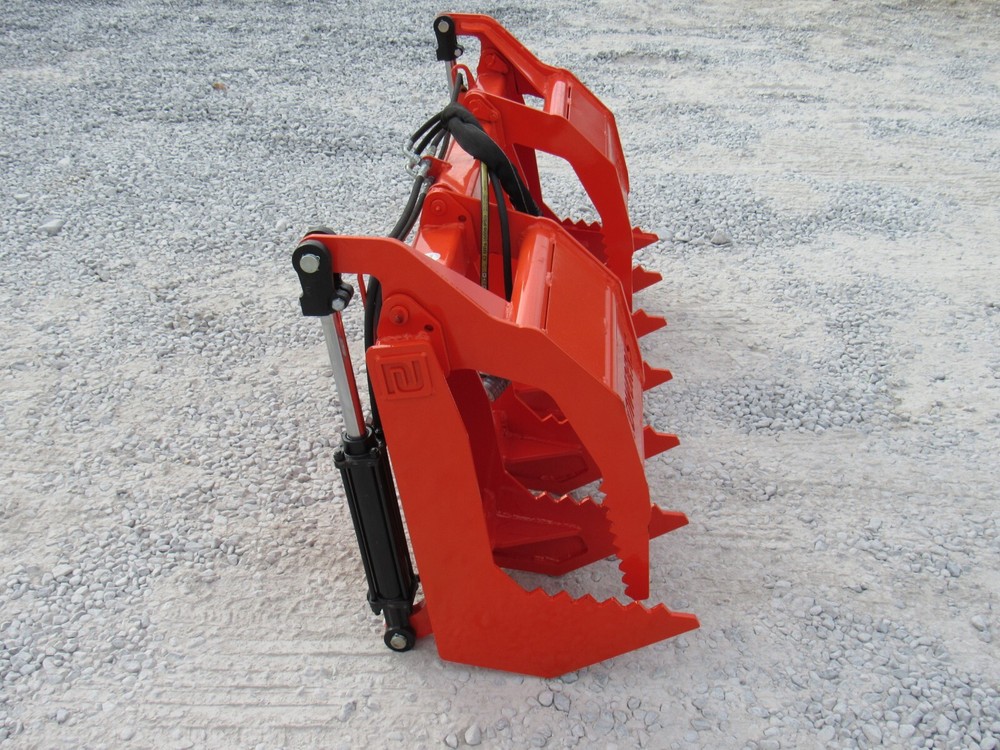 60" Dual Tine Root Rake Clam Grapple Attachment Fits Universal Quick Attach