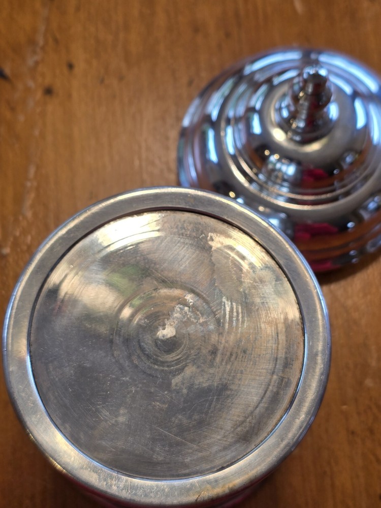 Vintage Silverplate Tea Caddy Steamliner Ship Tableware "First Class Only"