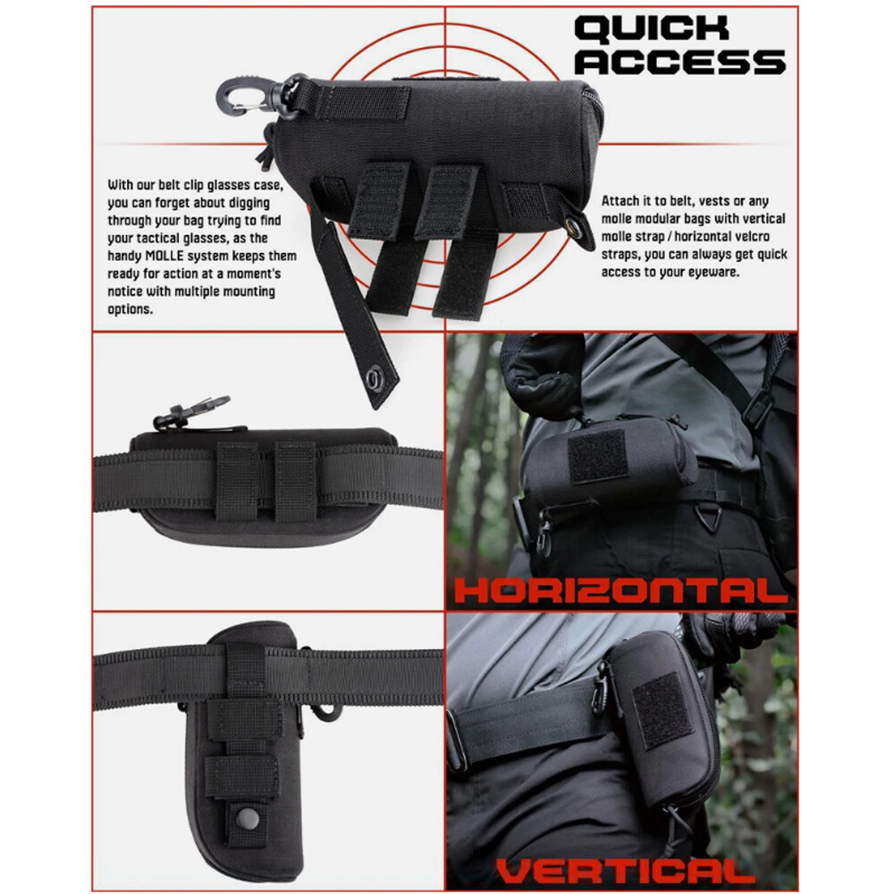 Tactical Molle Glasses Pouch Hard Case Shockproof Sunglasses Case Protective Box