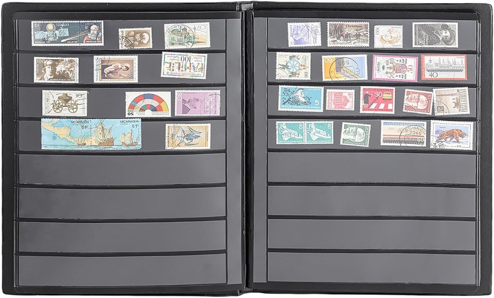 Stamp Albums 160 Pockets - Stockbooks with 30x197mm Sleeves 10 Double Sided