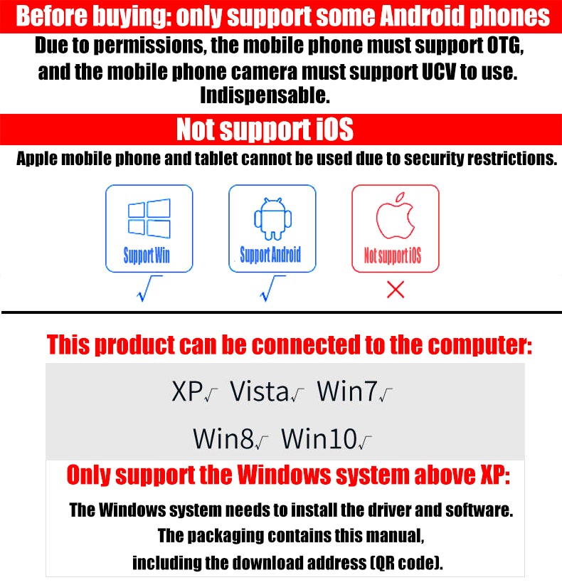 HD Snake Endoscope Borescope Inspection Camera 7mm for USB Type C Android PC