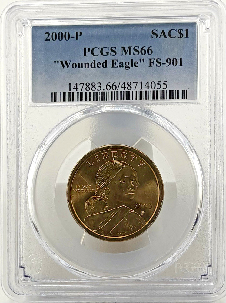 2000-P $1 Sacagawea Wounded Eagle FS-901 MS66 PCGS