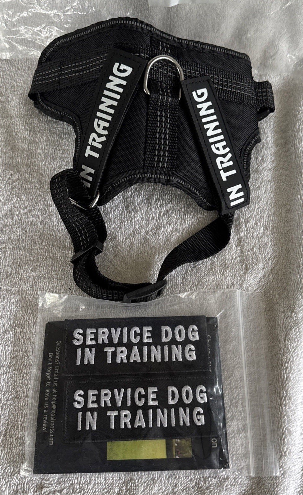 Heavy-Duty Service Dog Harness In Training Adjustable M Black Removeable Patches