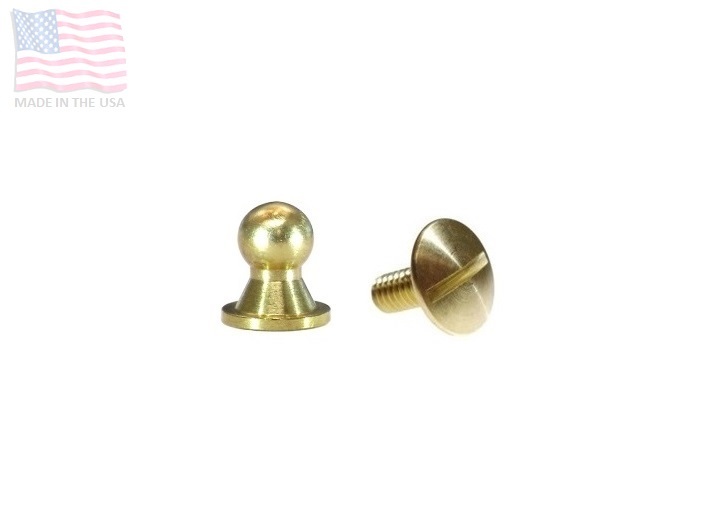 Sam Browne 5/16" 8mm Screwback Button Head Stud & Screw, Brass, Flap,1 SET