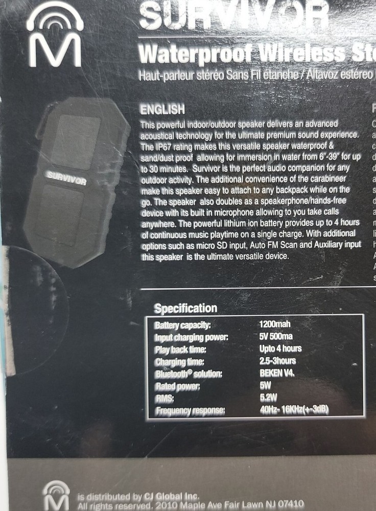 Survivor Waterproof Wireless Speaker - IP67.