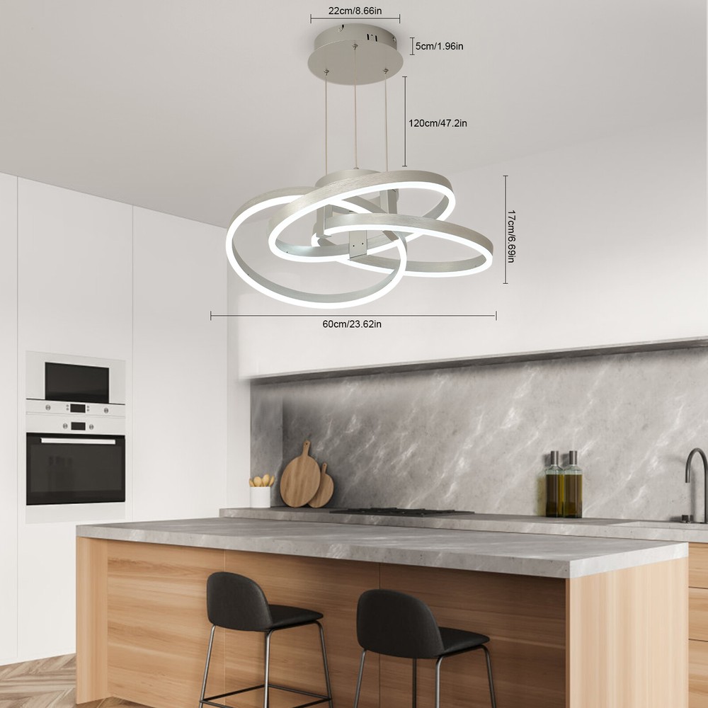 LED Pendant Ceiling Light For Dining Kitchen Room Stepless Dimmable Lamp 45W
