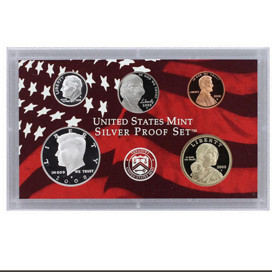 2008 Partial Silver Proof set - Sacagawea, Kennedy, Dime, Nickel Cent