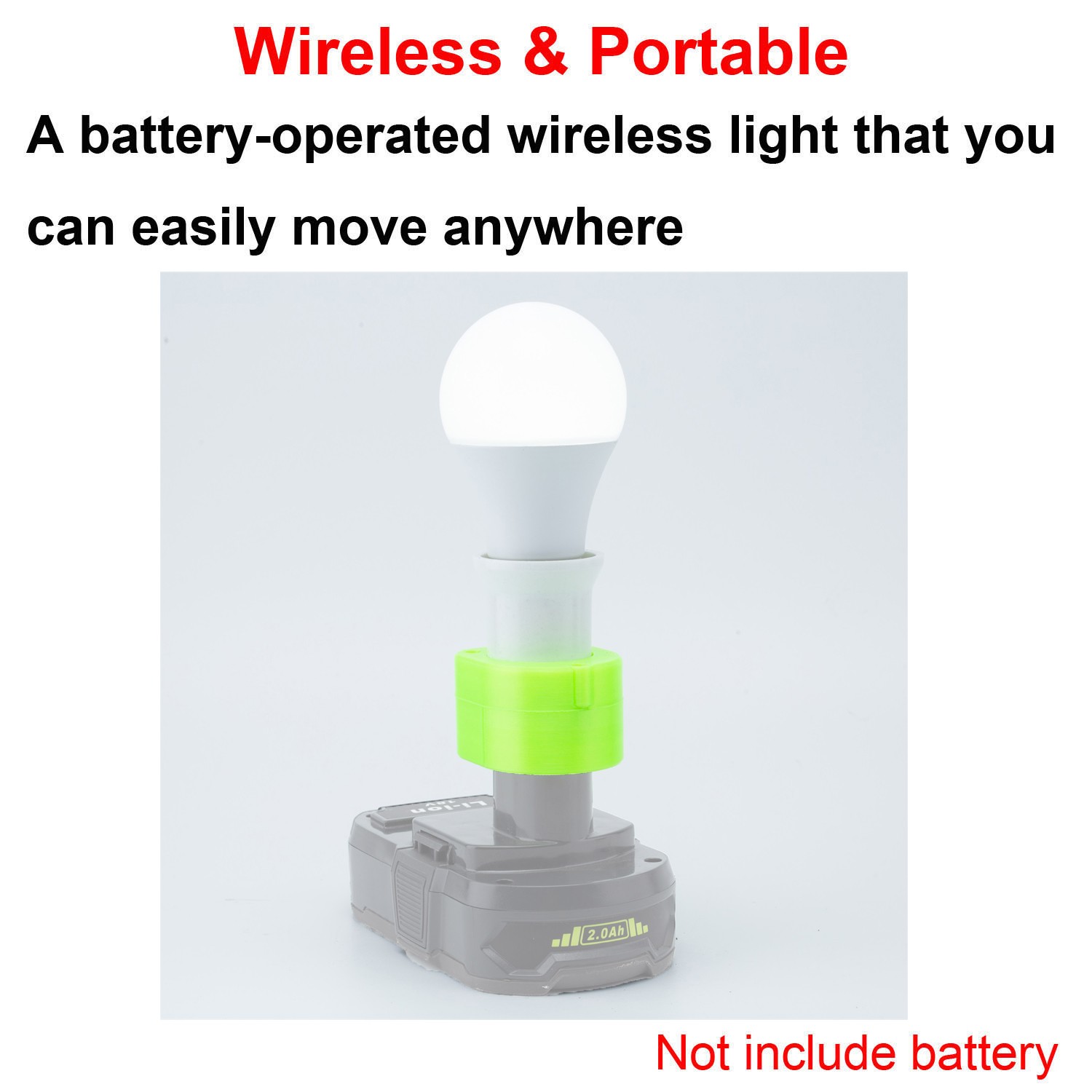 LED Work Light Bulb Portable Lamp For Ryobi 18V Series Battery Cordless E27 Bulb