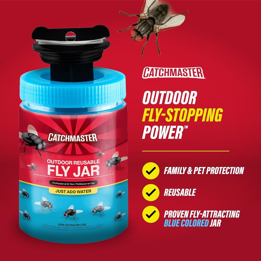 Catchmaster Reusable Fly Jar – Fly Trap with Food-Based Lure
