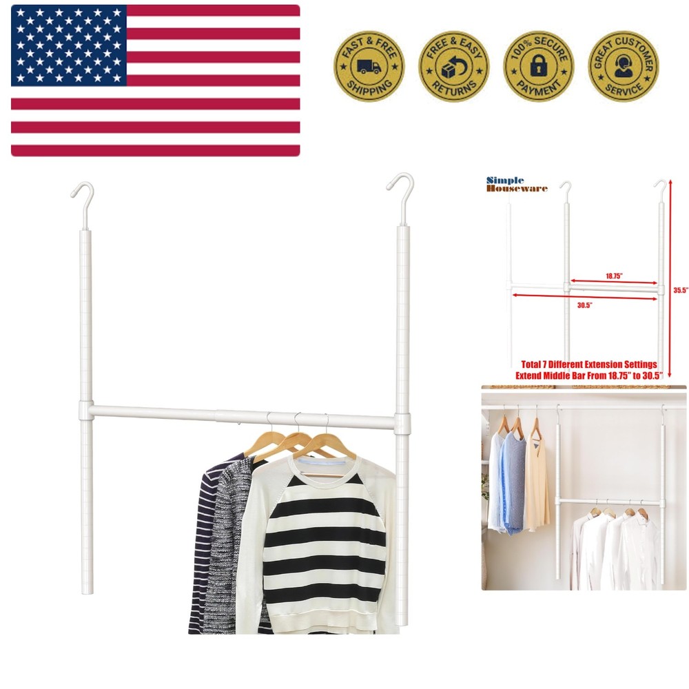 Adjustable Closet Hanging Rod, White