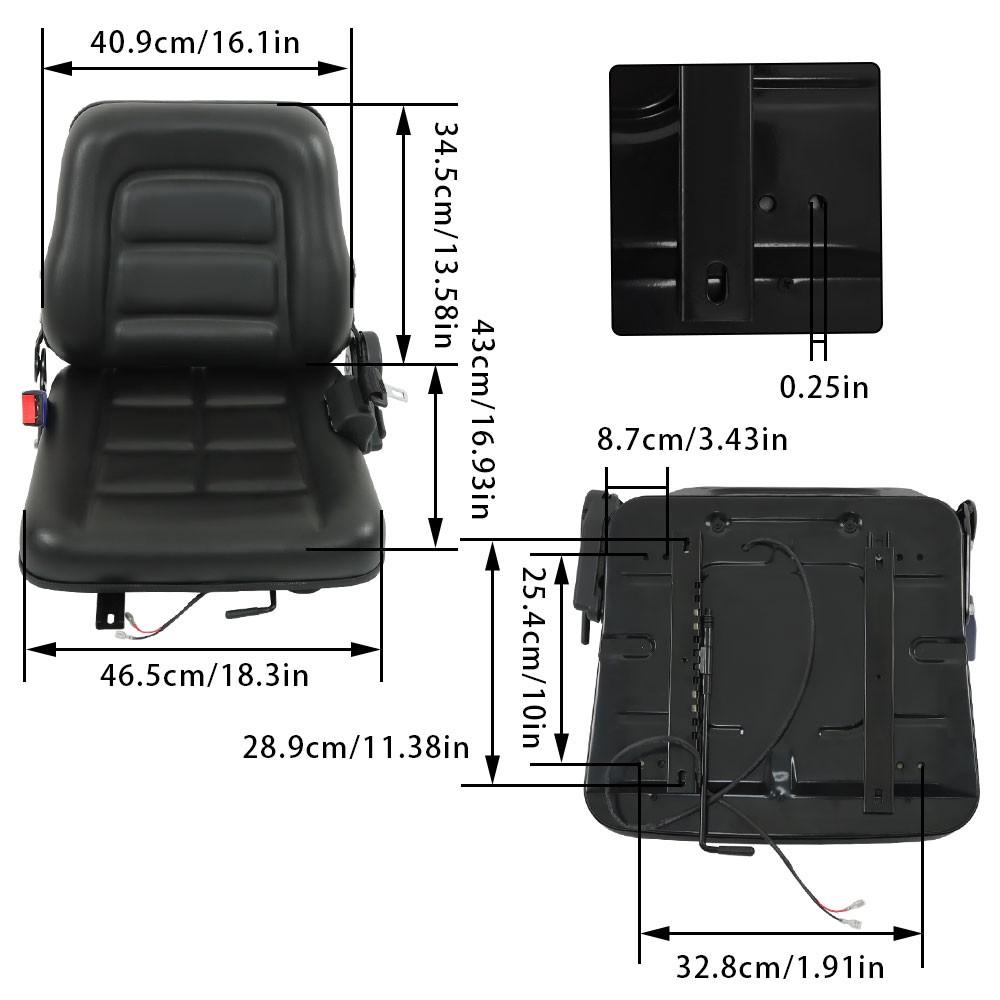 LABLT Fold Down Tractor Seat Universal Forklift Seat Micro Switch and Slide