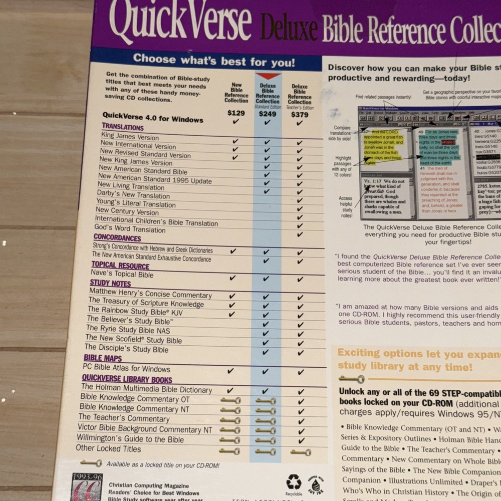 QuickVerse Deluxe Bible Reference Collection 4.0 PC CD religious study tools New