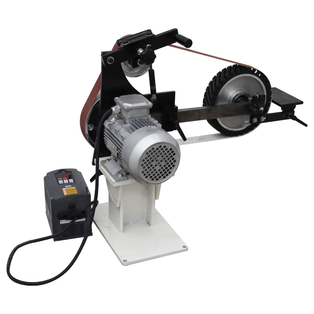 Vertical & Horizontal Frequency Conversion Belt Sander Grinder 3 Grinding Wheels