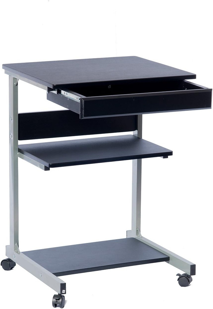, Portable Computer Desk, Workstation, Stand with Printer Shelf, Rolling Laptop
