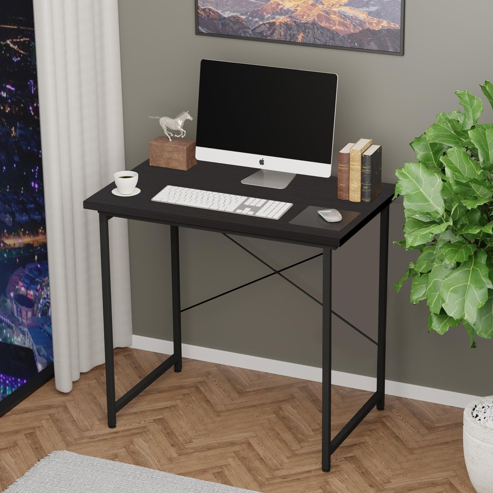 YSSOA Computer Desk Home Office Work Study Writing Modern Simple Table with H...