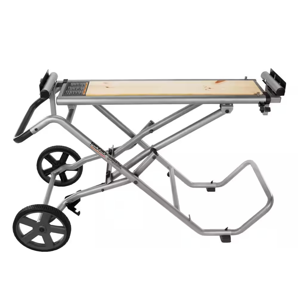 Foldable Mobile Miter Saw Stand with Mounting Braces
