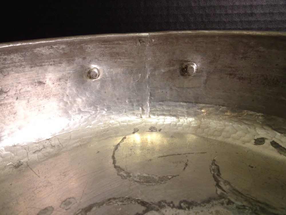 Antique Copper Tin Lined Chafing Dish Ornate Design