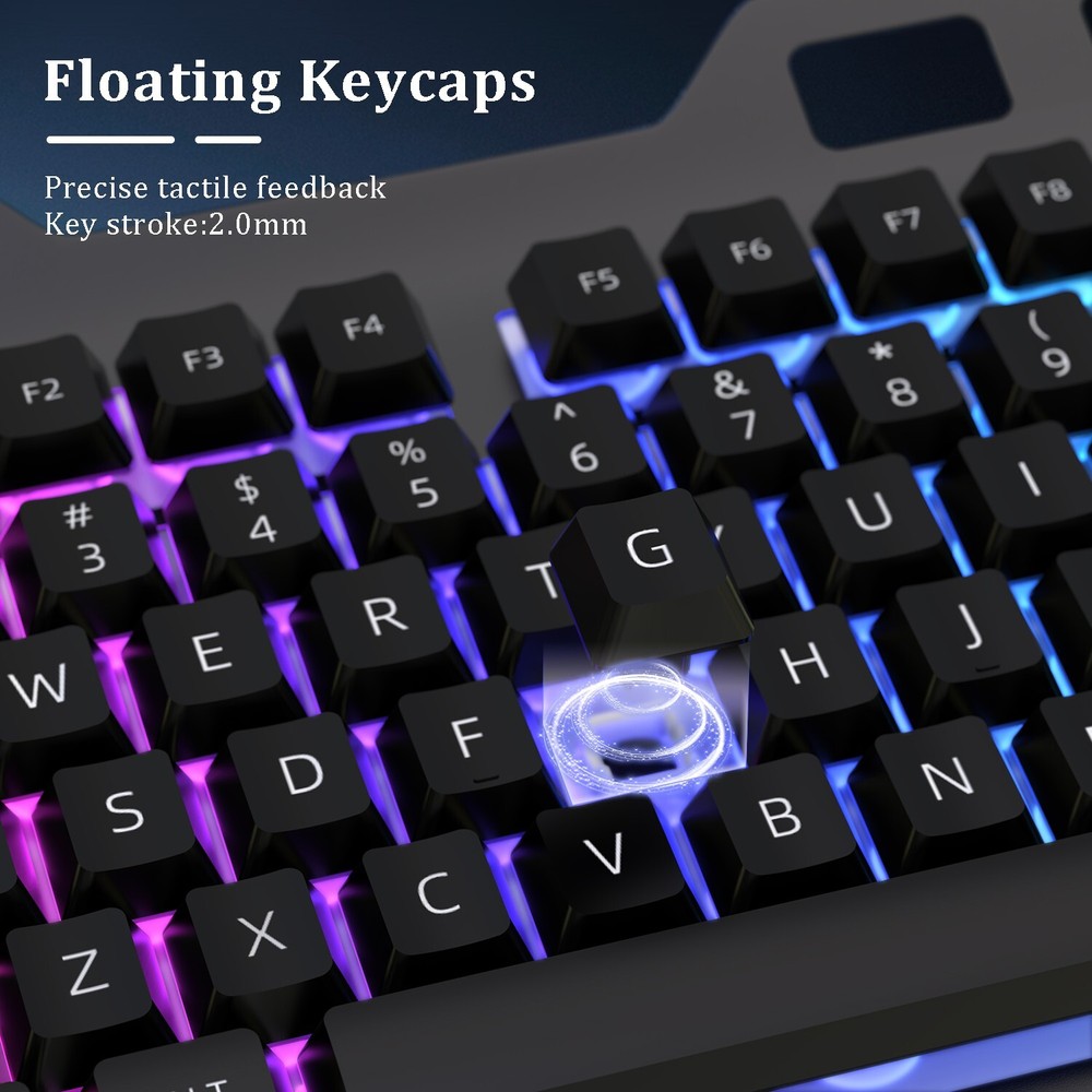Computer Desktop Gaming Keyboard and Mouse Mechanical Feel LED Light Backlit US