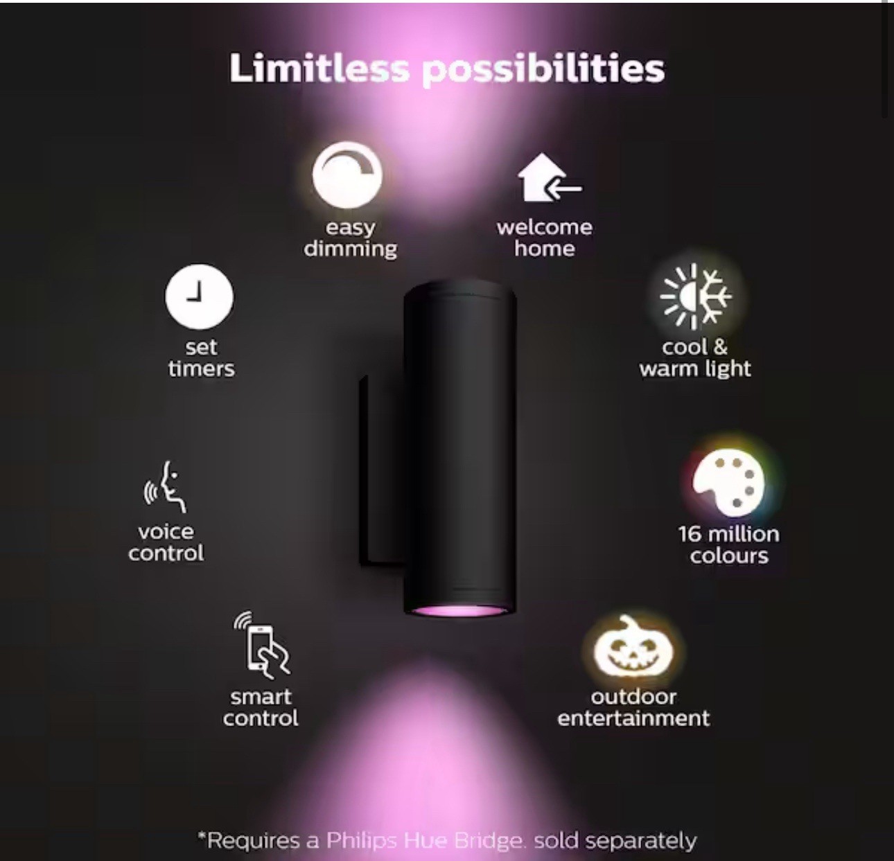 Philips Hue Appear Outdoor Smart Color Changing Wall Light Lantern