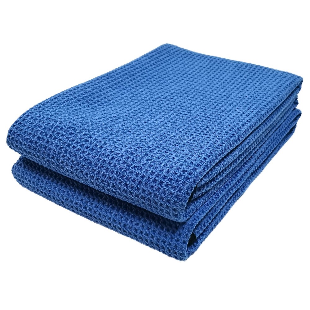 Elite Microfiber Drying Towel (25x36, 2 Pack, Waffle, Blue)