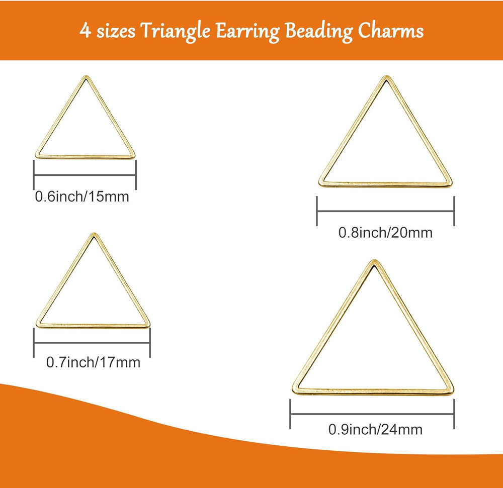 70Pcs Triangle Earring Beading Ring,4Sizes Earring Hoops Connector Links Open Be