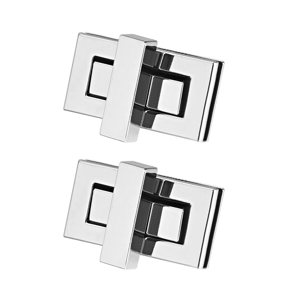 2 Sets Rectangular Purses Twist Lock 44mm x 22mm for DIY Bag Making - Silver