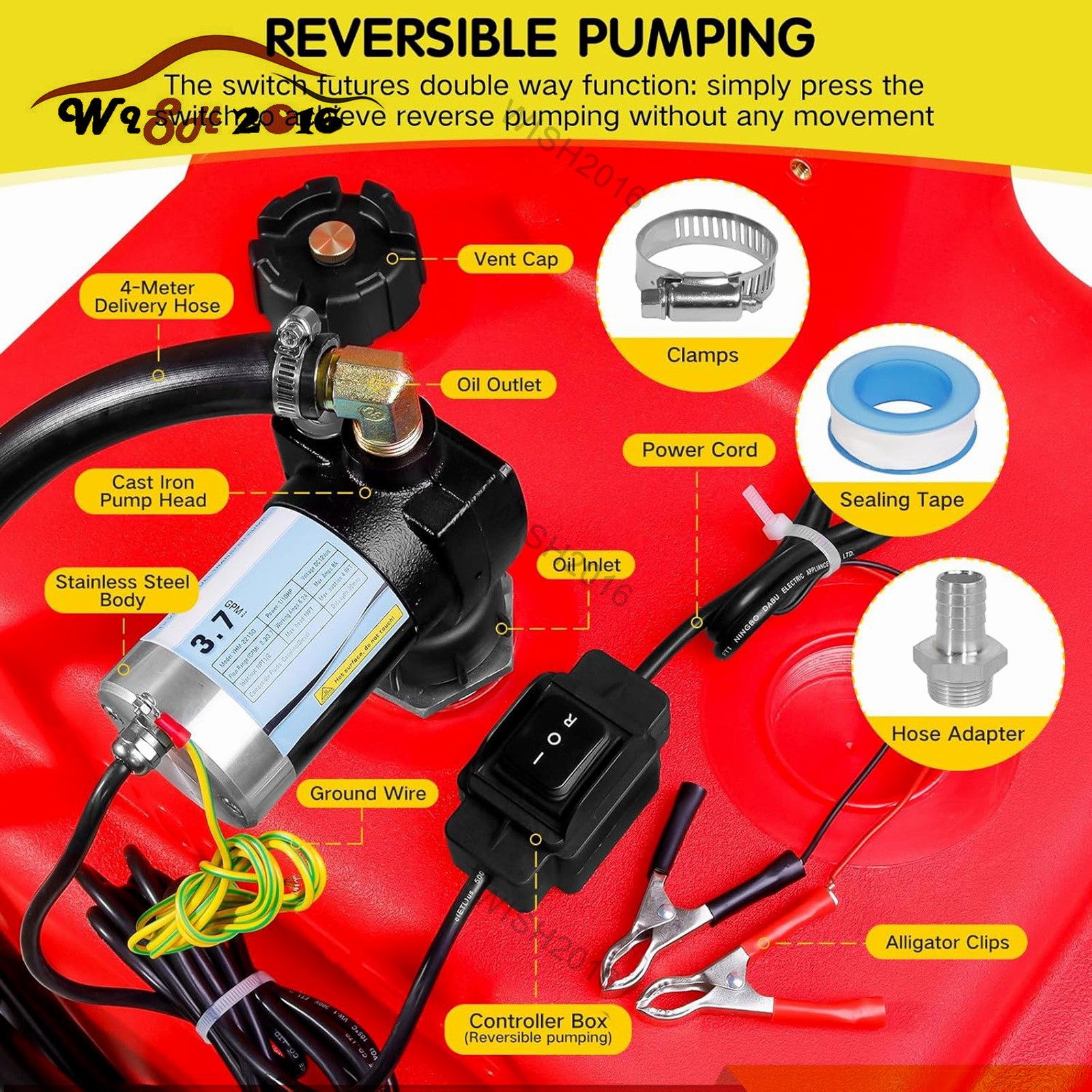 32 Gallon Portable Gasoline Diesel Fuel Tank 12V DC Electric Fuel Transfer Pump