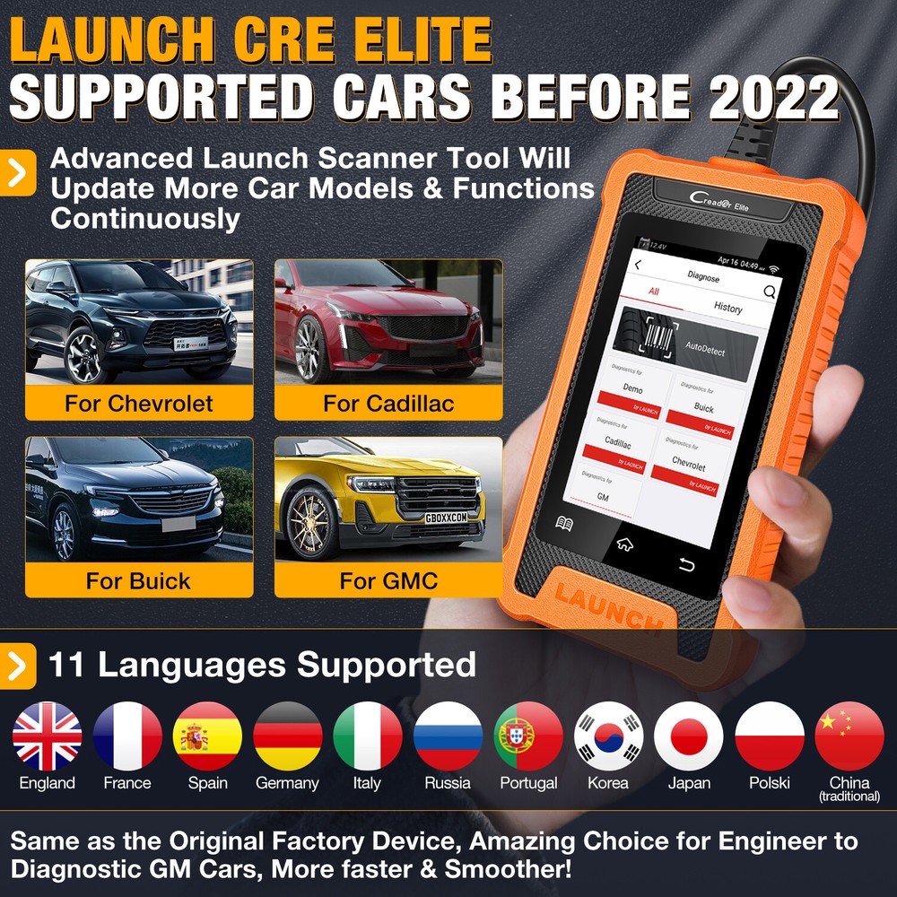 LAUNCH X431 Elite for GM Bidirectional Diagnostic Tool OBD2 Scanner Code Reader