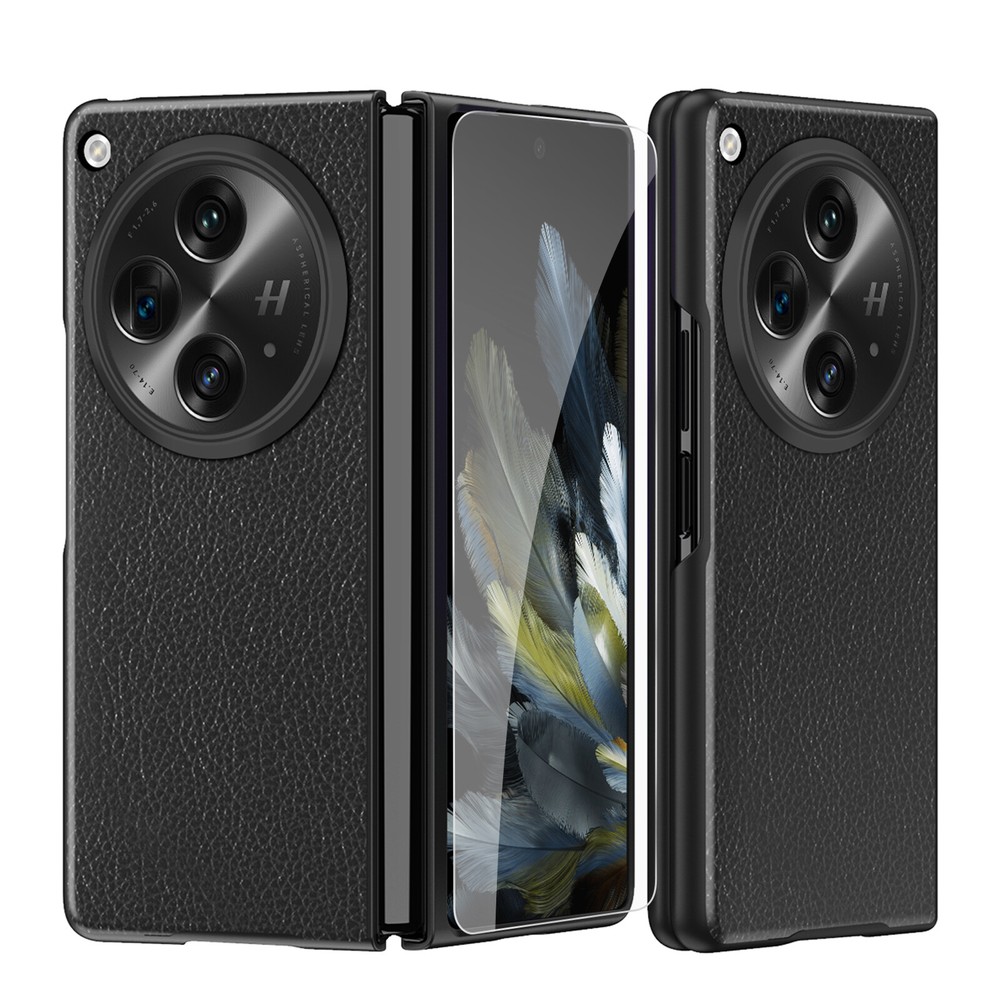 For OnePlus Open PU Leather Slim Rugged Shockproof Case with Screen Protector