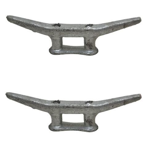 Attwood Boat Dock Cleat DC1102 | Silver Cast Iron 10 Inch (Set of 2)
