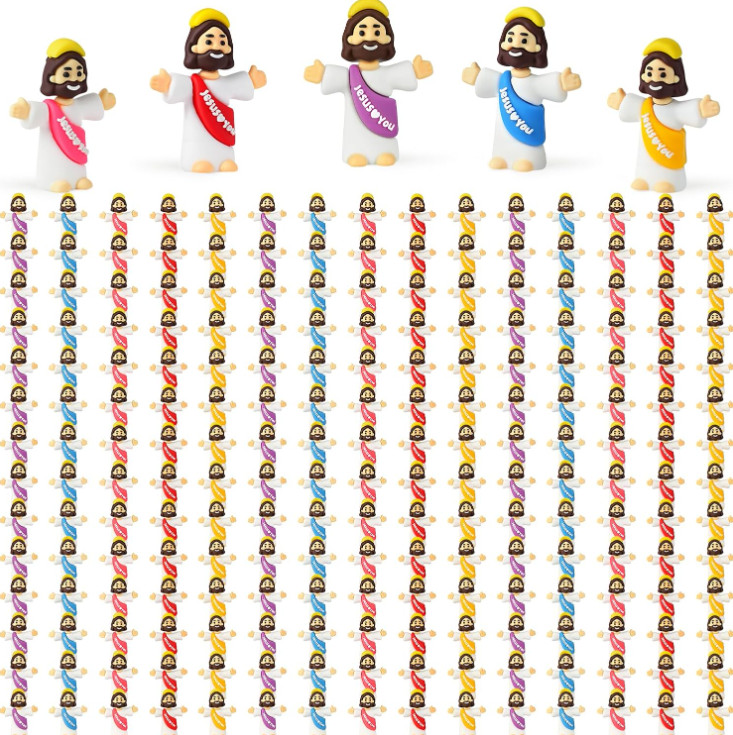 100 Pack Little Jesus Figures Loves You, Tiny Mini Jesus Figurines in Bulk