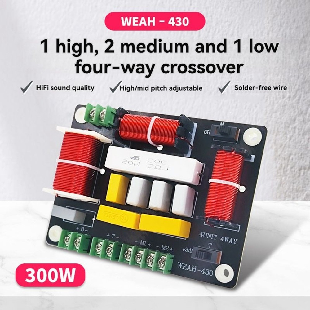 300W 4 Way Crossover Audio Speaker Crossover + Dual Midrange + Treble6199