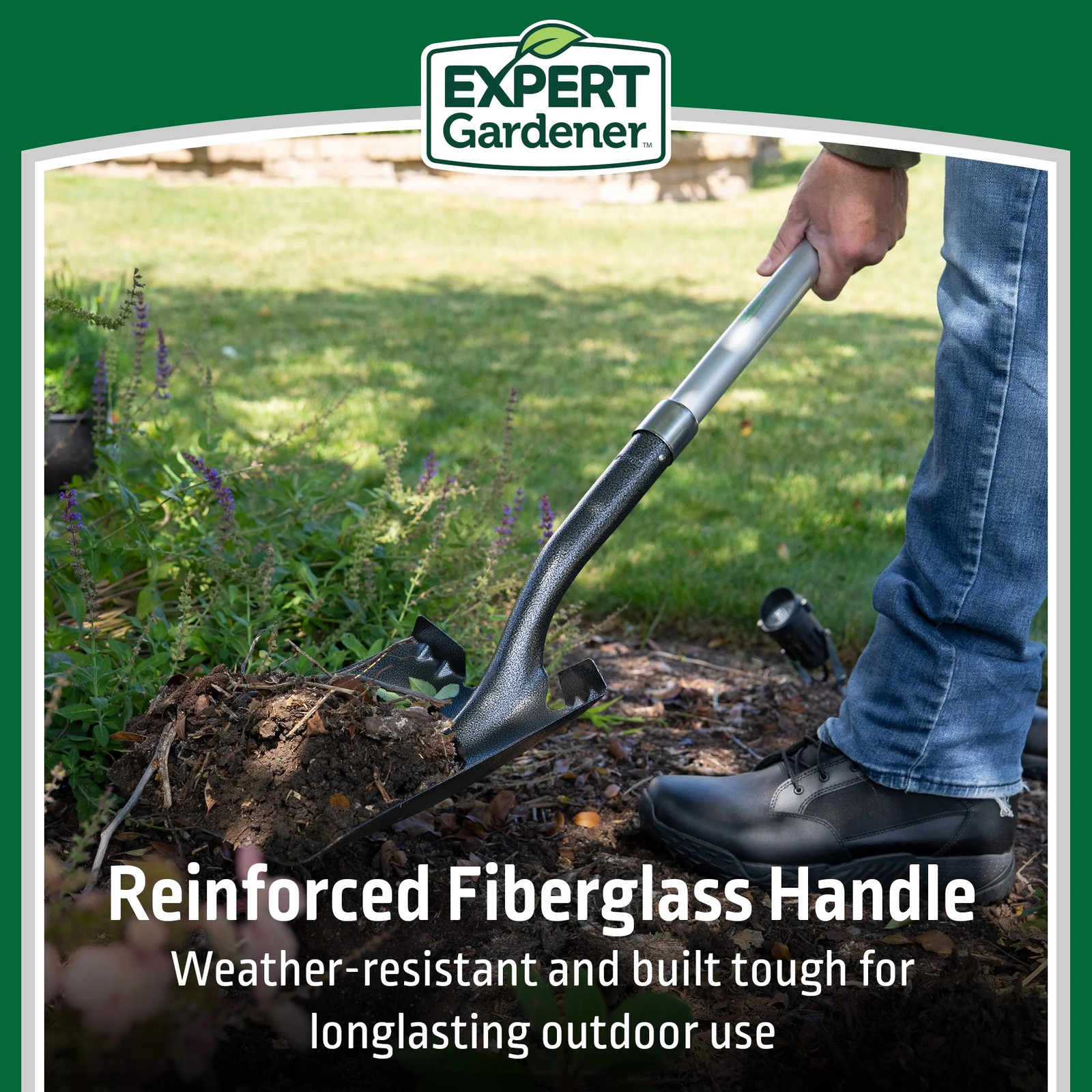 Expert Gard/ner Fiberglass Long Handle Transfer Shovel with Comfort End Grip