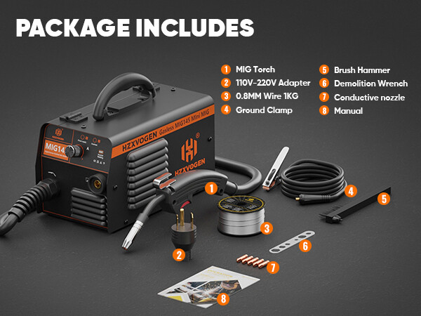 145Amp Mini MIG Welder MIG Welding Machine Gasless Flux Core Weld Iron 110V/220V