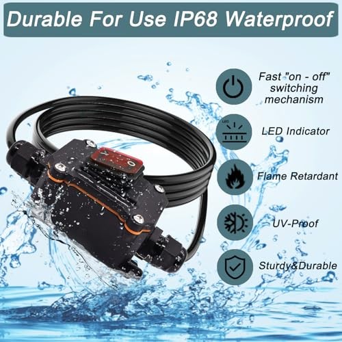 12V Inline Switch IP68 Waterproof, Outdoor On/Off Toggle Switch with 10FT