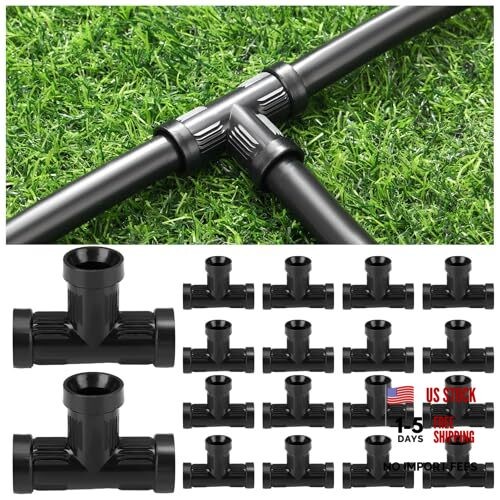 25 Pack PVC 1/2 Inch Drip Irrigation Tee Connector 1/2" Compression Tee Drip