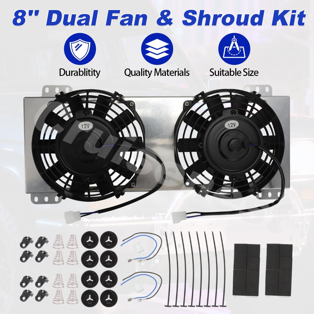 For Tru-Cool 40K Derale 9500 Huron Speed Silver Series 8'' Dual Fan & Shroud Kit