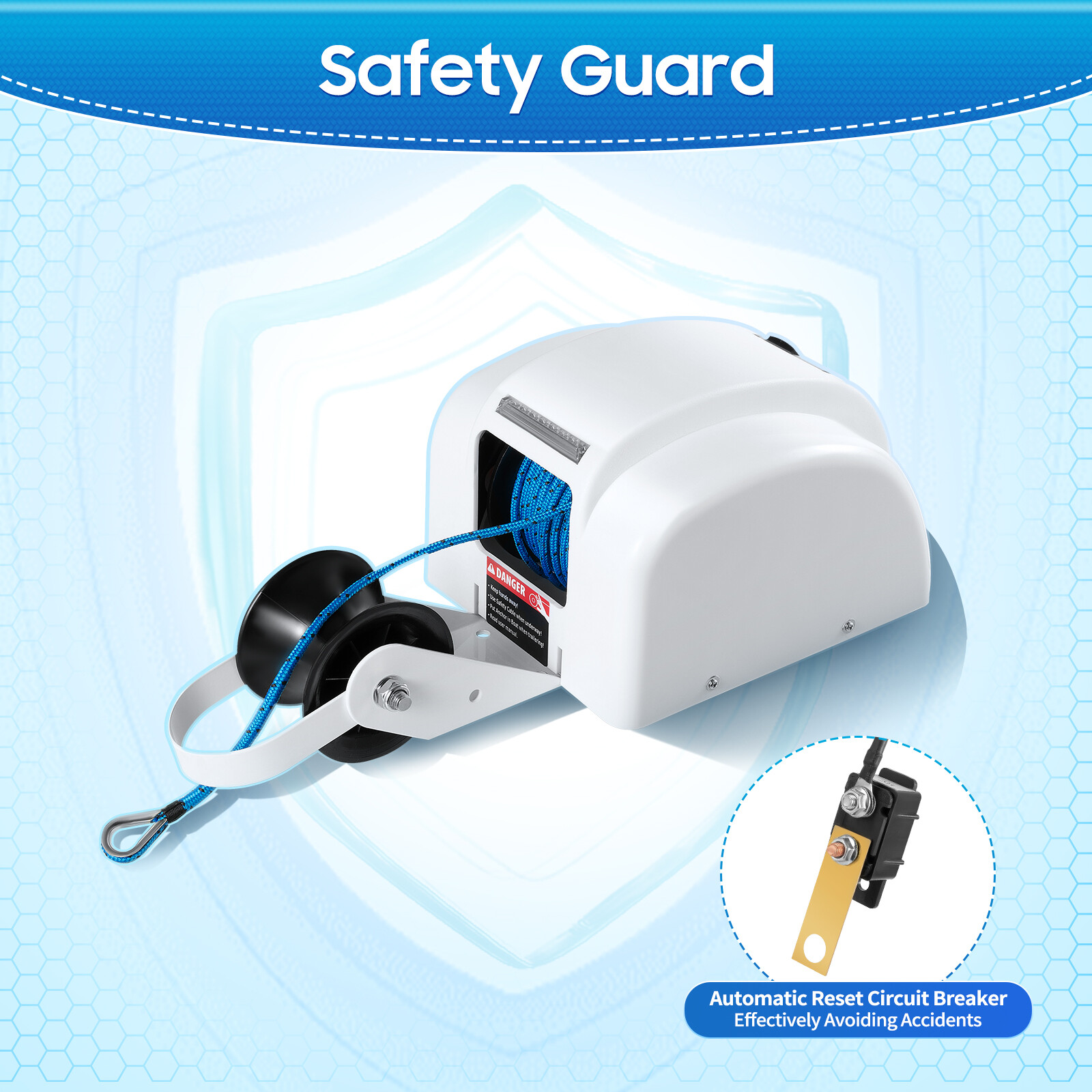 45 LBS Free Fall Saltwater Marine Boat Electric Anchor Winch W/ Wireless Remote