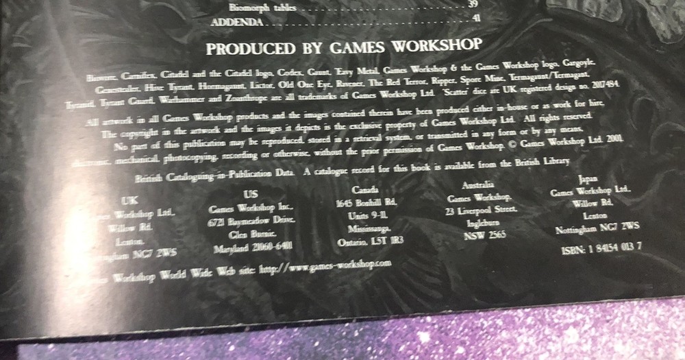 Codex Tyranids Warhammer Games Workshop 40K Book 2003