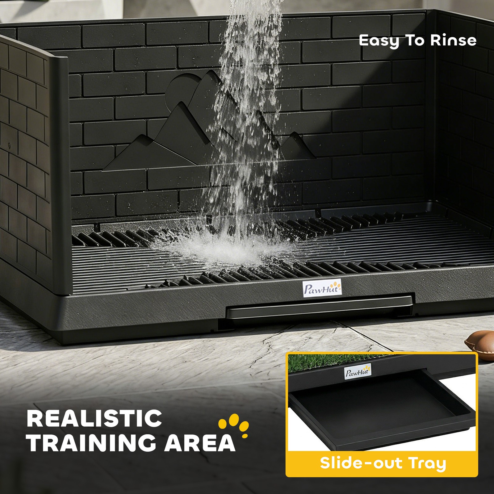 PawHut Dog Grass Pad with High Walls and Tray, Indoor Potty Tray