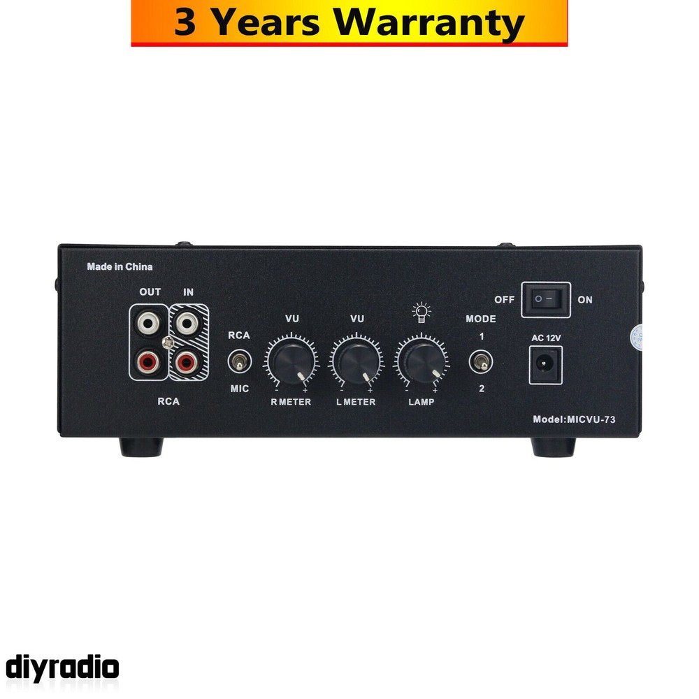 Black MIC-73 Voice Control Square Analog VU Meter Wire-free +LED Warm Backlight