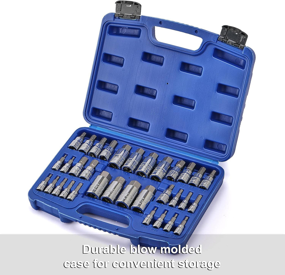 33 Piece Master Hex Bit Socket Set, S2 Steel, SAE and Metric, Allen Socket Bit,