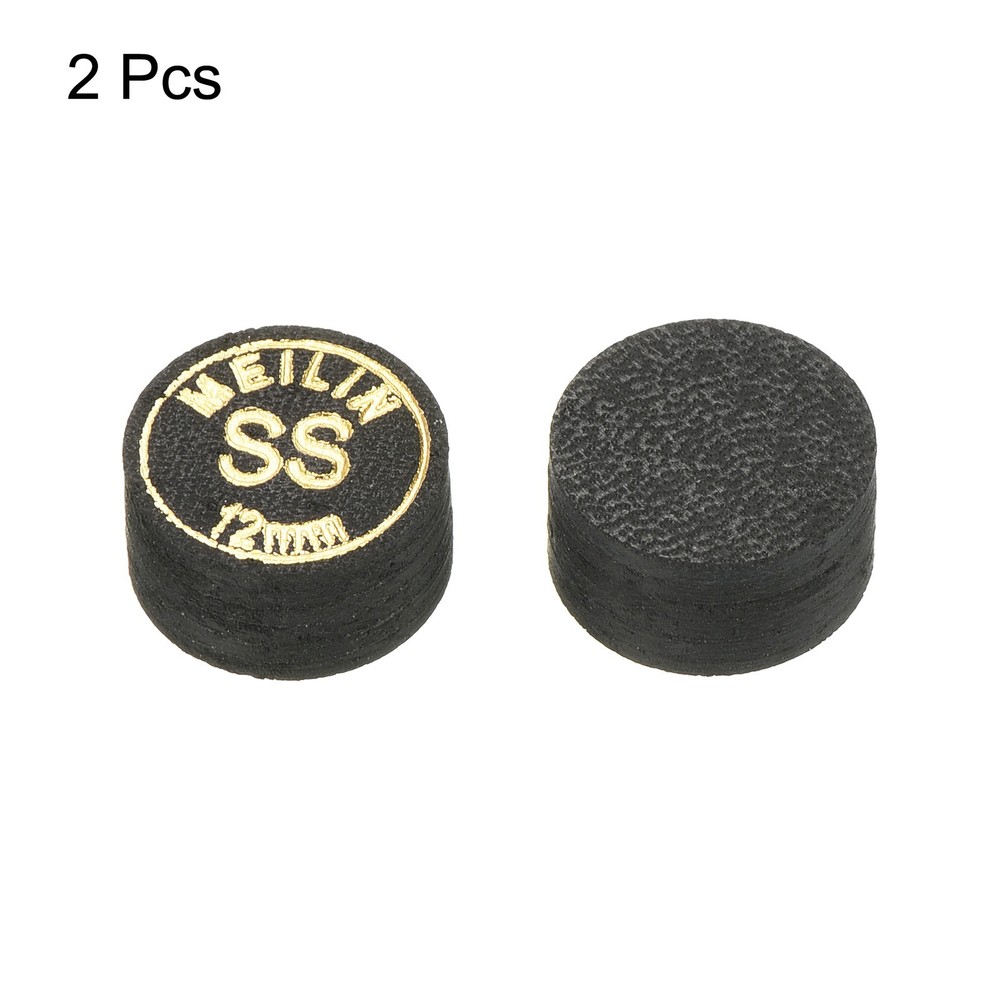 12mm Billiard Stick Tips, 2pcs Super Soft Multiple Layer, Black