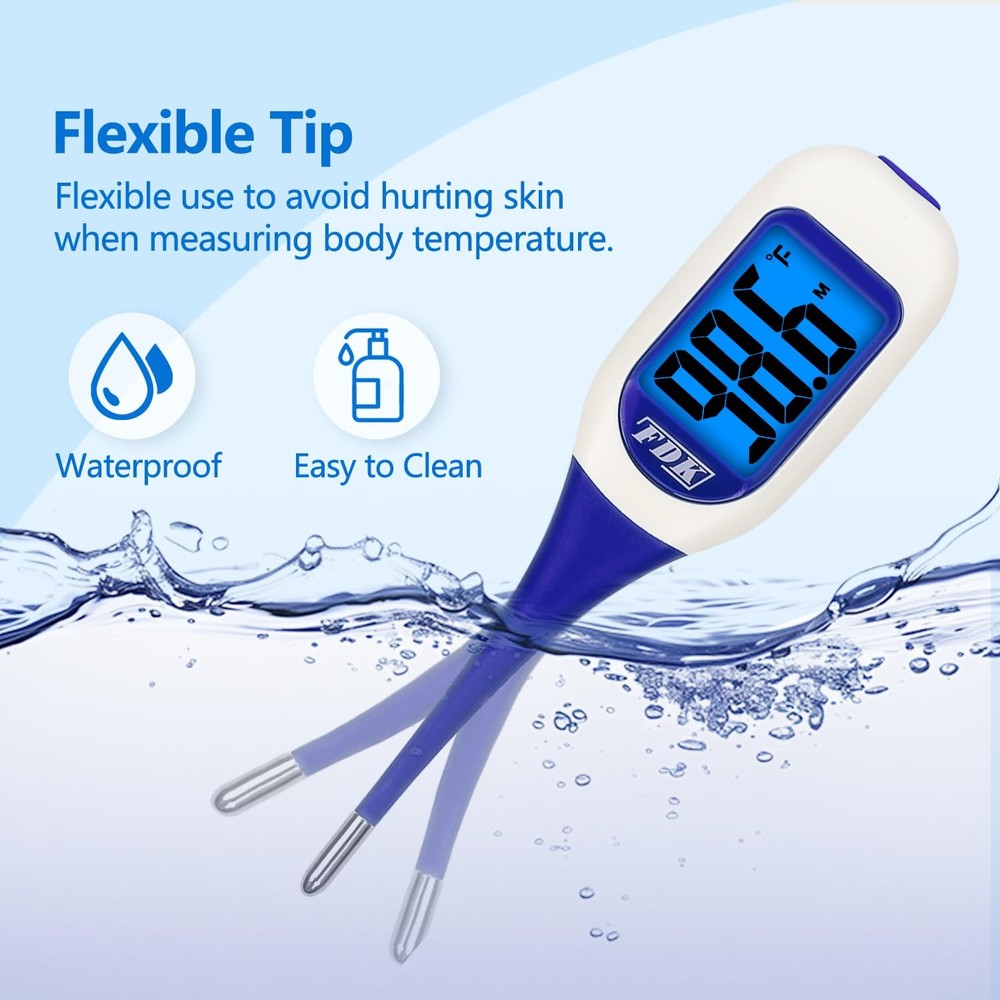 FDK Large LCD Screen Digital Thermometer for White with Blue/Red Backlight