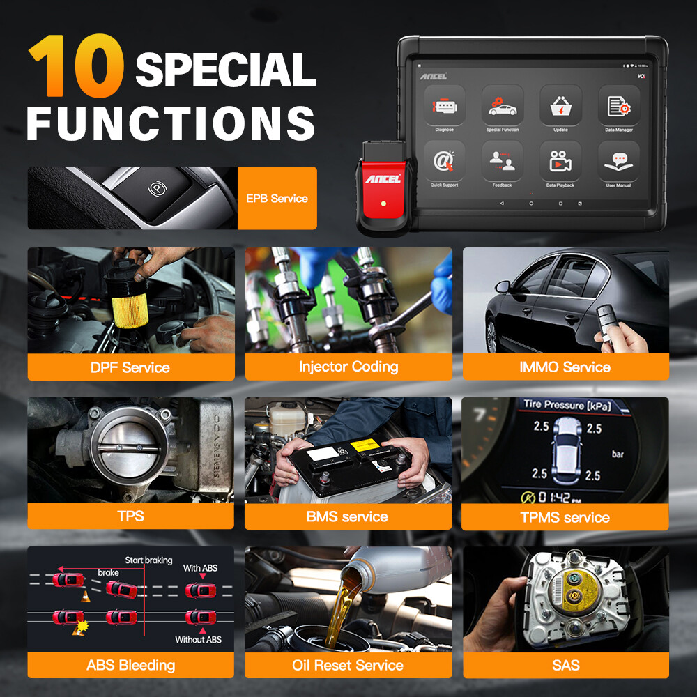 10" Bi-directional Tablet Bluetooth OBD2 Scanner All System Car Diagnostic Tool