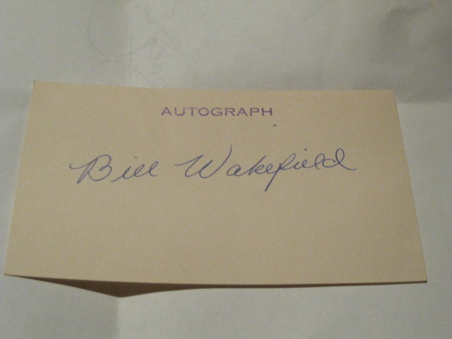 Bill Wakefield Autographed Index Card JSA Auc Certified