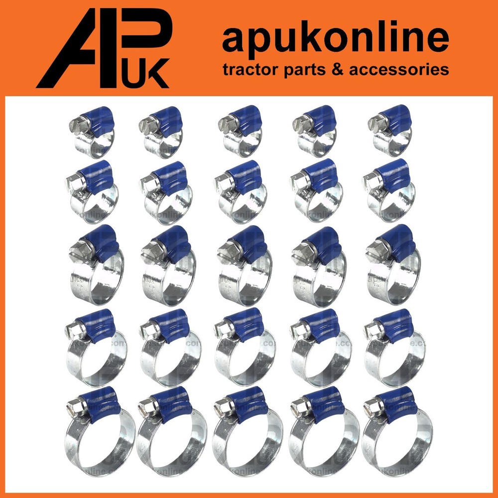 25pc Worm Drive Hose Clip Bundle Assortment Set Small Assorted Workshop Fastener