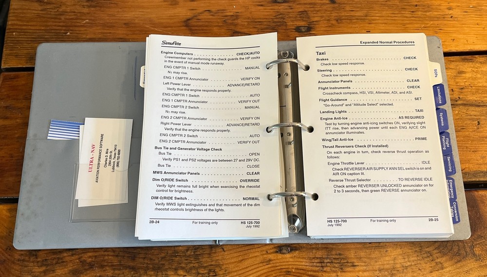 Hawker Siddeley 125-700 Cockpit Reference Handbook