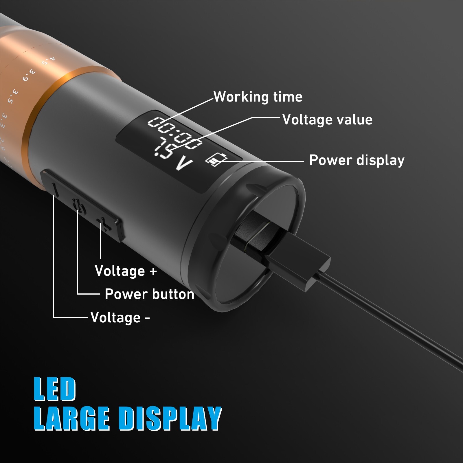 Professional Adjustable Stroke 2.7-4.5 Wireless Tattoo Machine Pen Kit 1300mAh